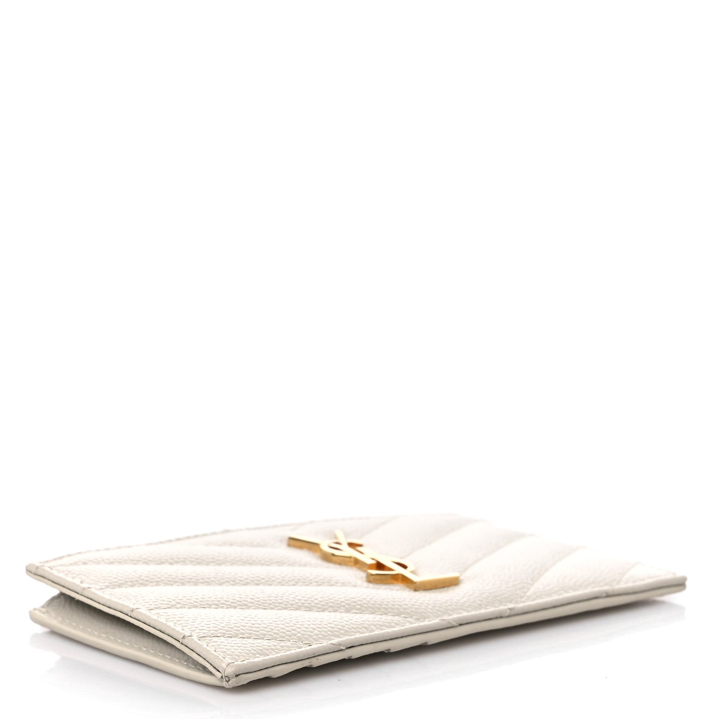Grain De Poudre Matelasse Chevron Monogram Fragments Zippered Card Case Crema Soft