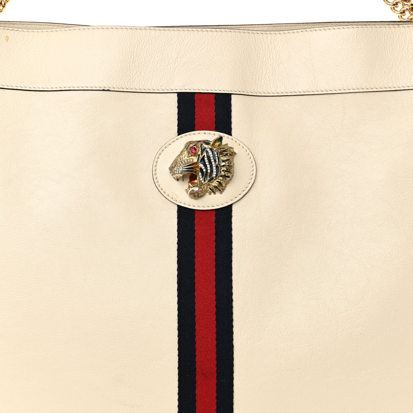 Calfskin Maxi Rajah Chain Tote White