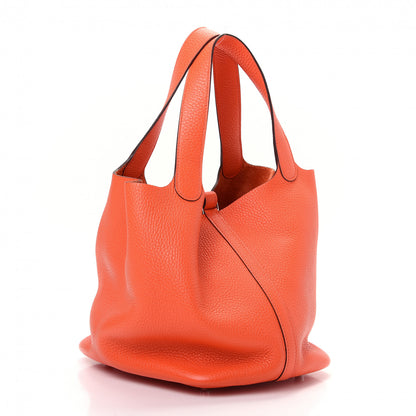 Hermes Taurillon Clemence Picotin Lock 22 MM Orange Poppy 3 of 10