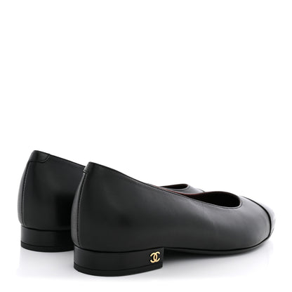 Chanel Lambskin Cap Toe CC Uniform Ballerina Flats 36.5 Black 5 of 11