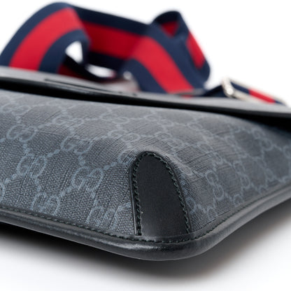 Gucci GG Supreme Monogram Web Medium Messenger Bag Black Grey 10 of 12