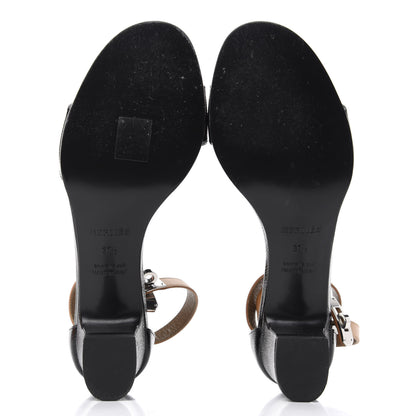 Hermes Patent Epsom Box Manege Sandals 37.5 Black 6 of 10