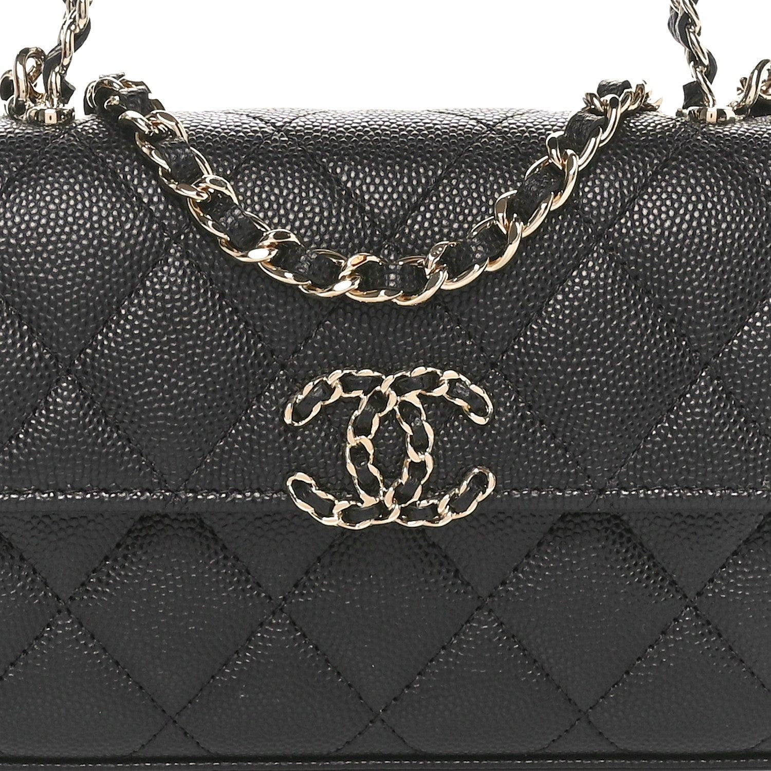 Chanel Caviar Quilted Chain Match Top Handle Phone Holder With Chain Black 8 of 11