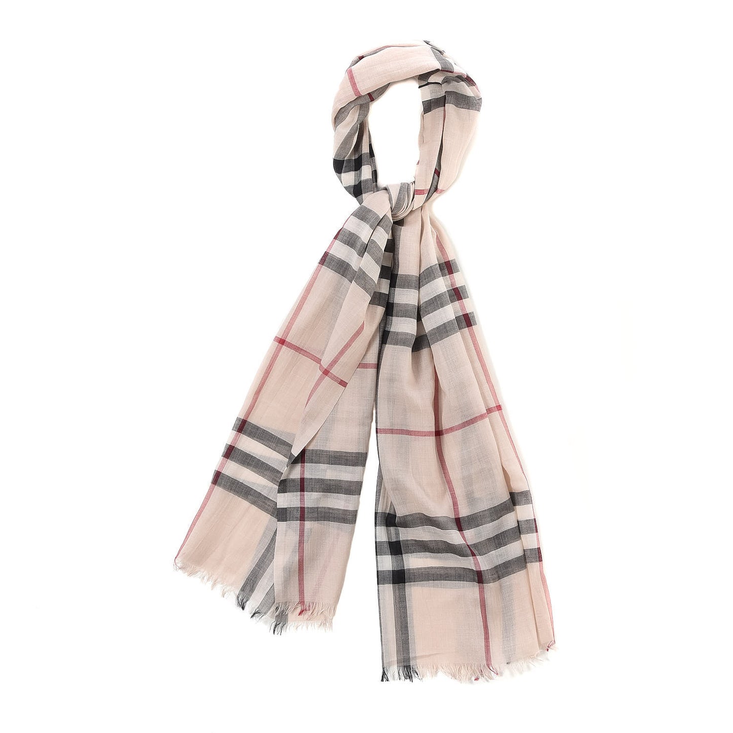 Wool Silk Gauze Giant Check Scarf Trench