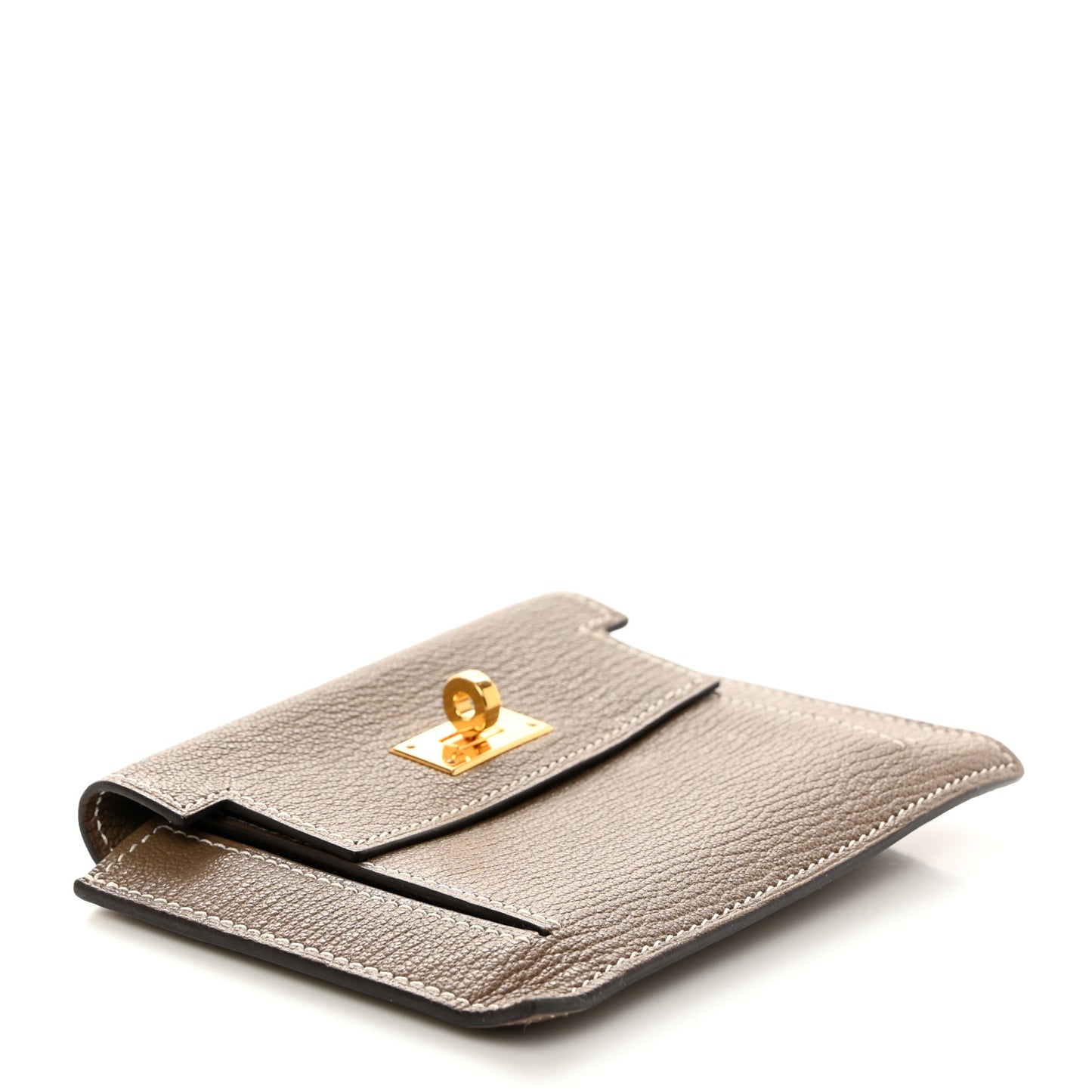 Chevre Mysore Kelly Pocket Compact Wallet Etoupe
