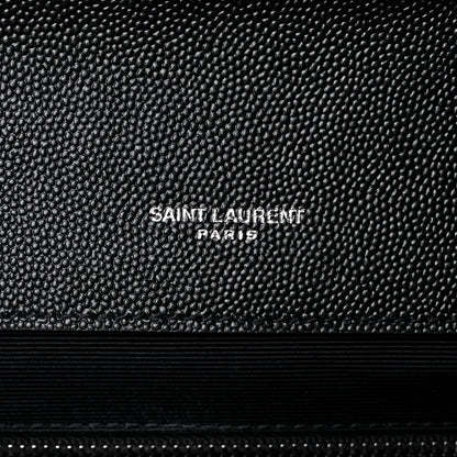 Saint Laurent Grain De Poudre Textured Mixed Matelasse Large Triquilt Monogram Satchel Black 5 of 12