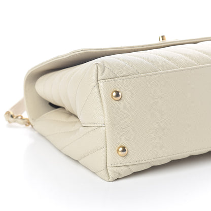 Chanel Caviar Lizard Chevron Quilted Small Coco Handle Flap Ivory 10 of 10