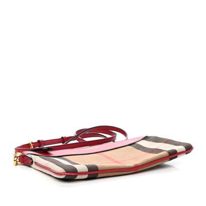 Burberry House Check Derby Peyton Crossbody Clutch Bag Red 4 of 10