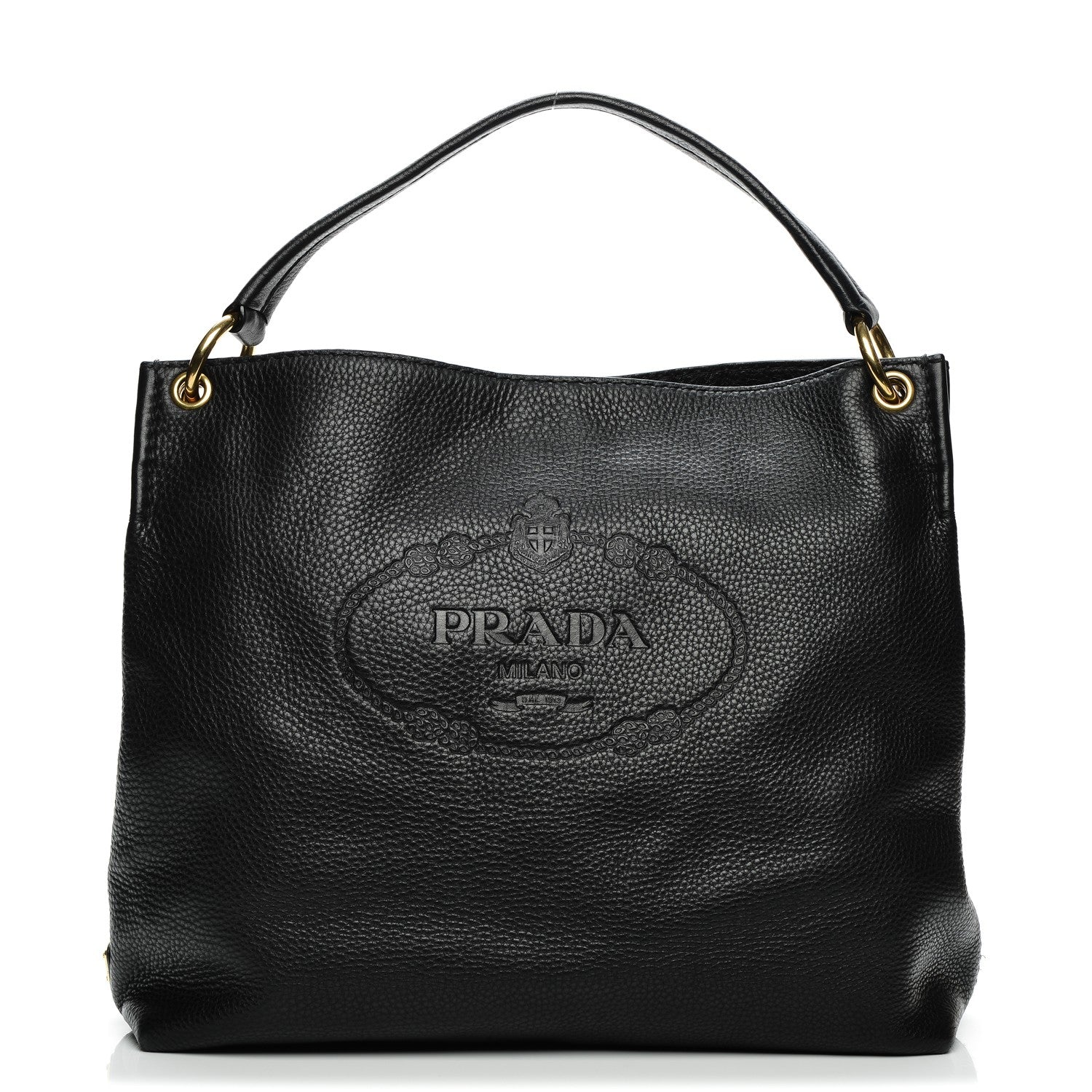 Prada Vitello Daino Logo Hobo Nero Black 1 of 8