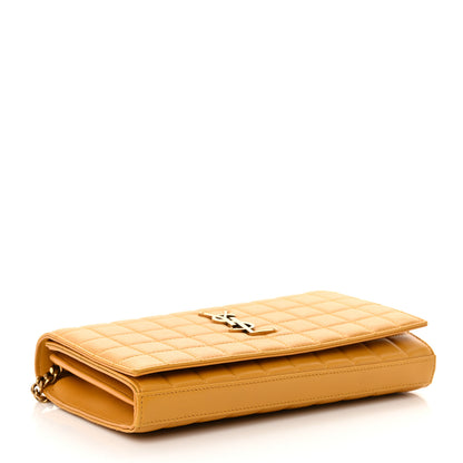 Saint Laurent Lambskin Carre Quilted Cassandre Chain Wallet Saffran 4 of 13