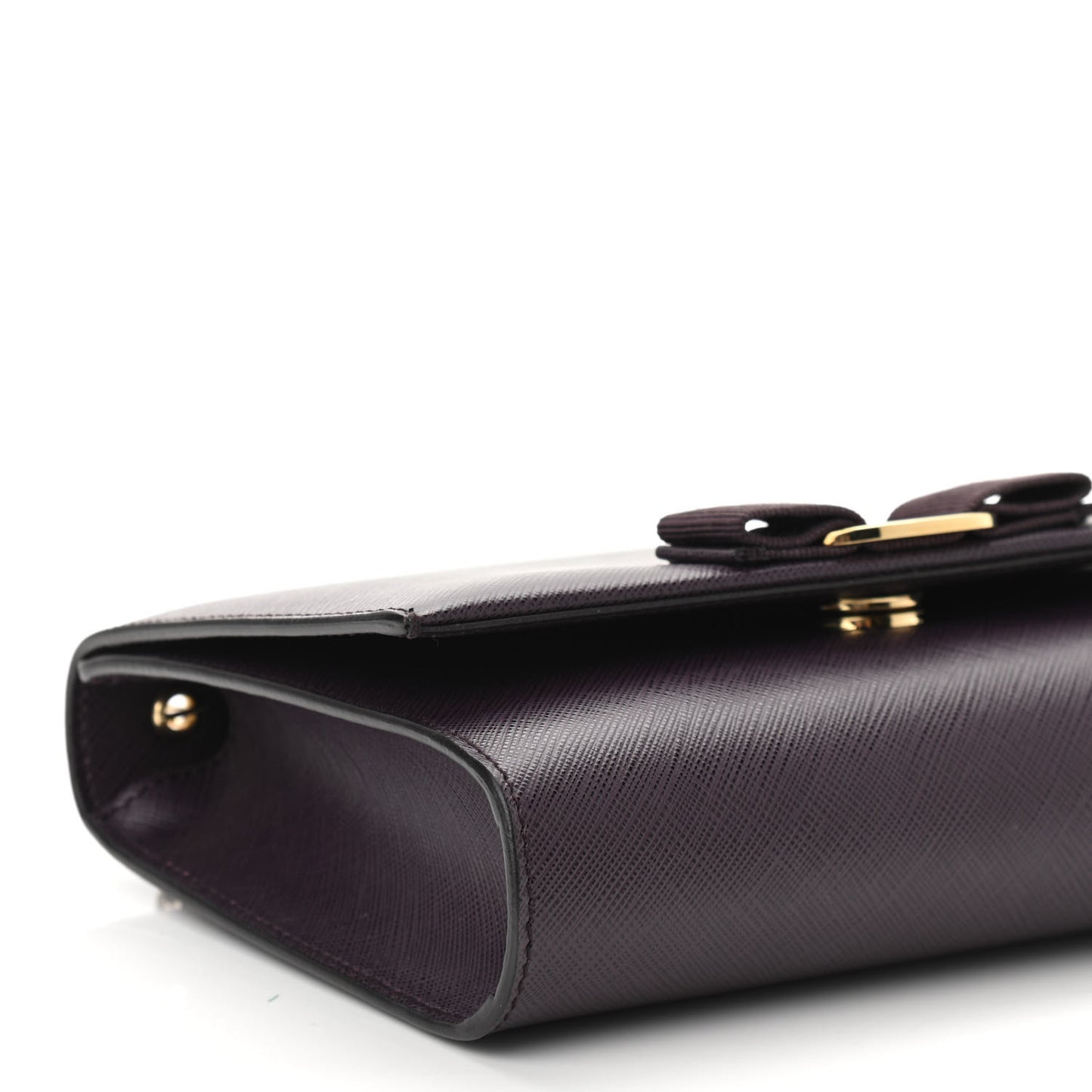 Hammered Calfskin Vara Bow Chain Flap Crossbody Bag Plum