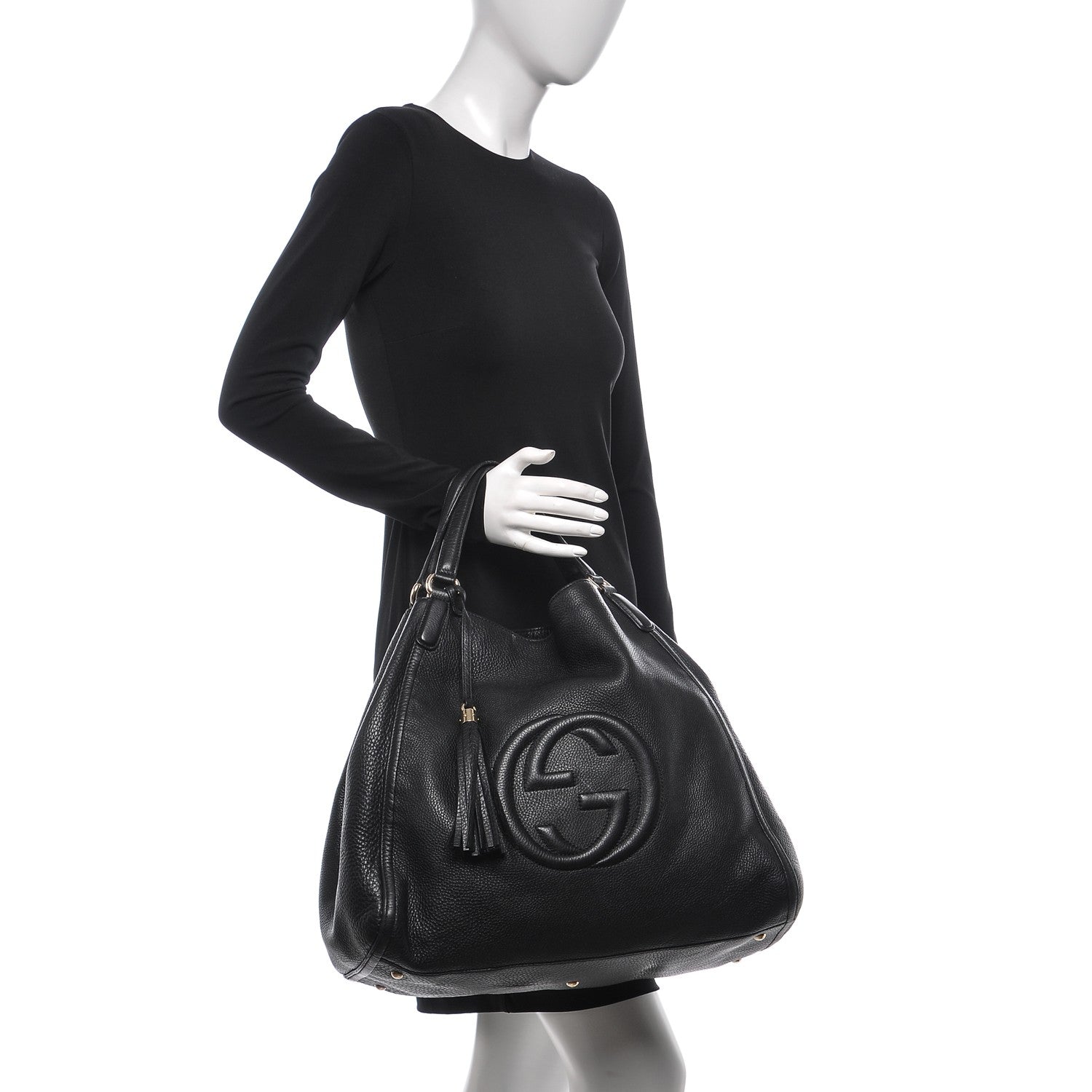 Gucci Pebbled Calfskin Large Soho Shoulder Bag Black 2 of 7
