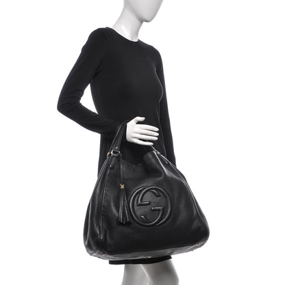 Gucci Pebbled Calfskin Large Soho Shoulder Bag Black 2 of 7