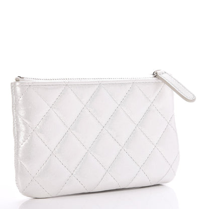 Chanel Metallic Lambskin Star Embossed Coin Purse Case Silver 3 of 8