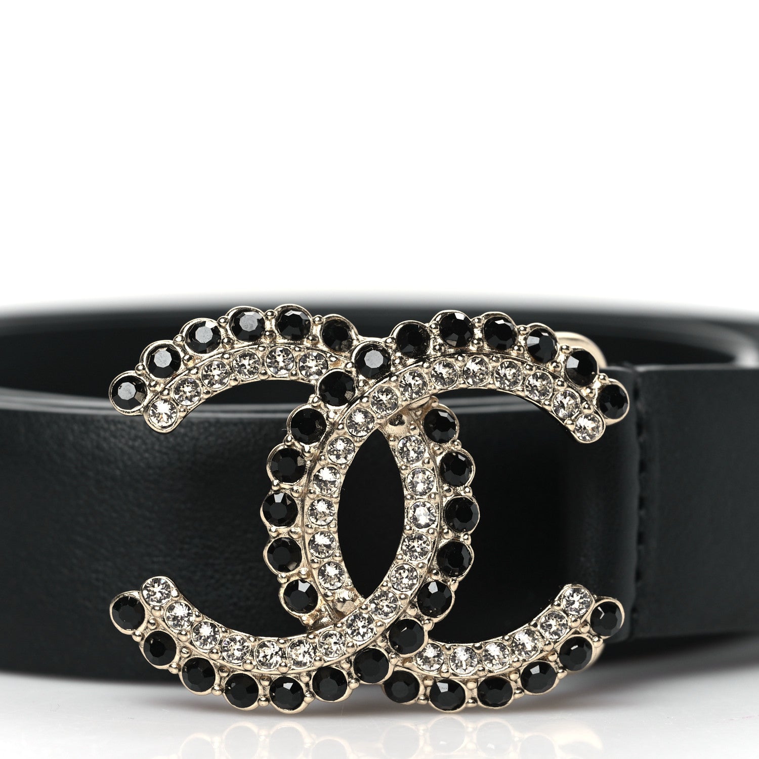 Chanel Calfskin Crystal CC Belt 85 34 Black 2 of 7