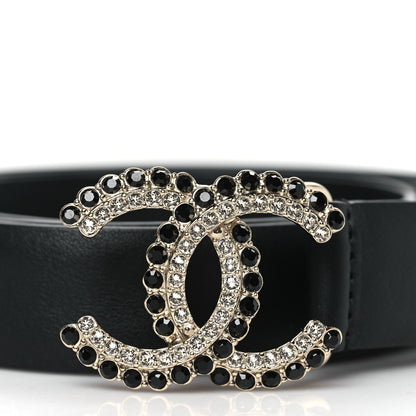 Chanel Calfskin Crystal CC Belt 85 34 Black 2 of 7