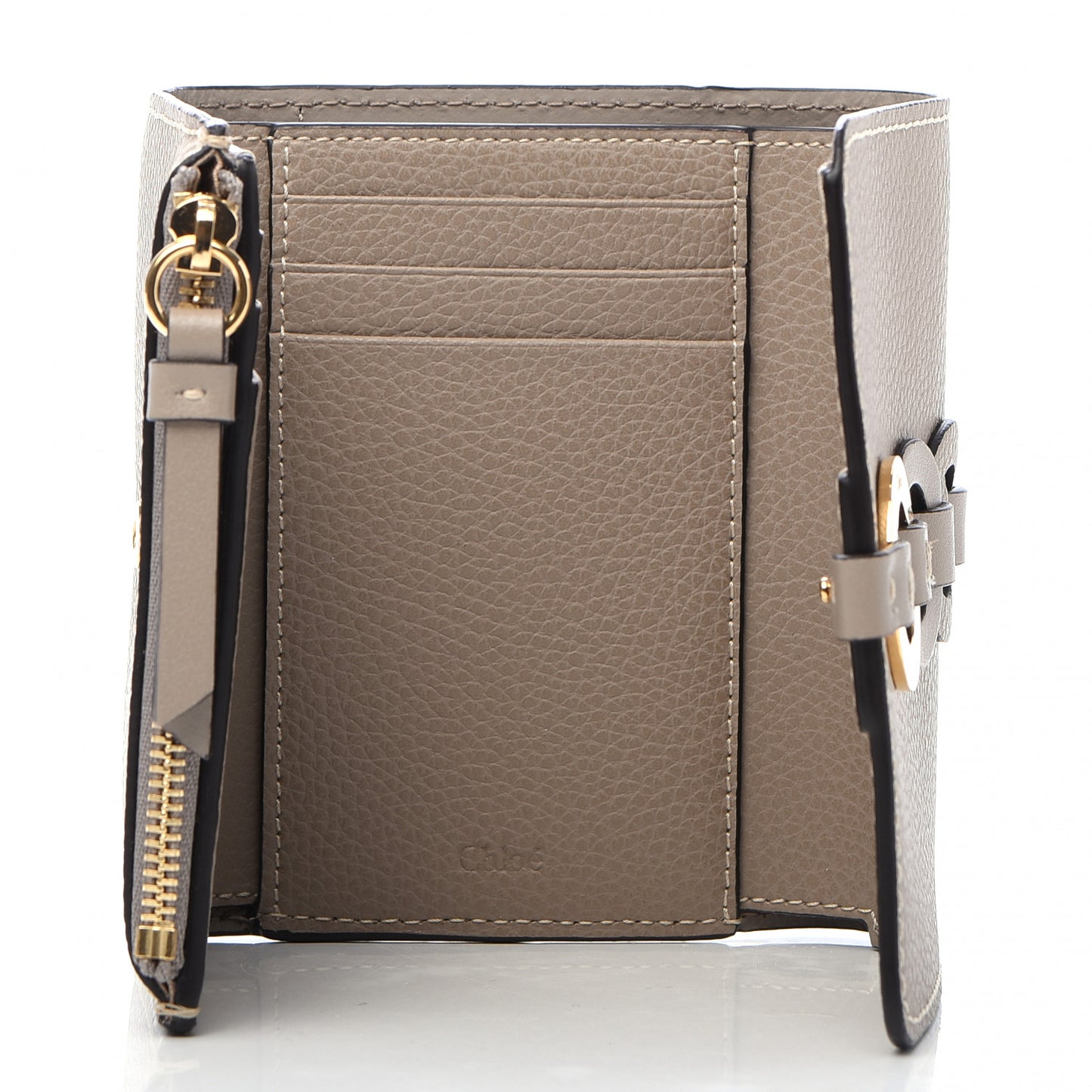 Grained Calfskin Small Darryl Trifold Wallet Motty Grey