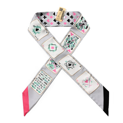 Hermes Silk Jeu de Cartes Twilly Gris Perle Rose Black 1 of 5