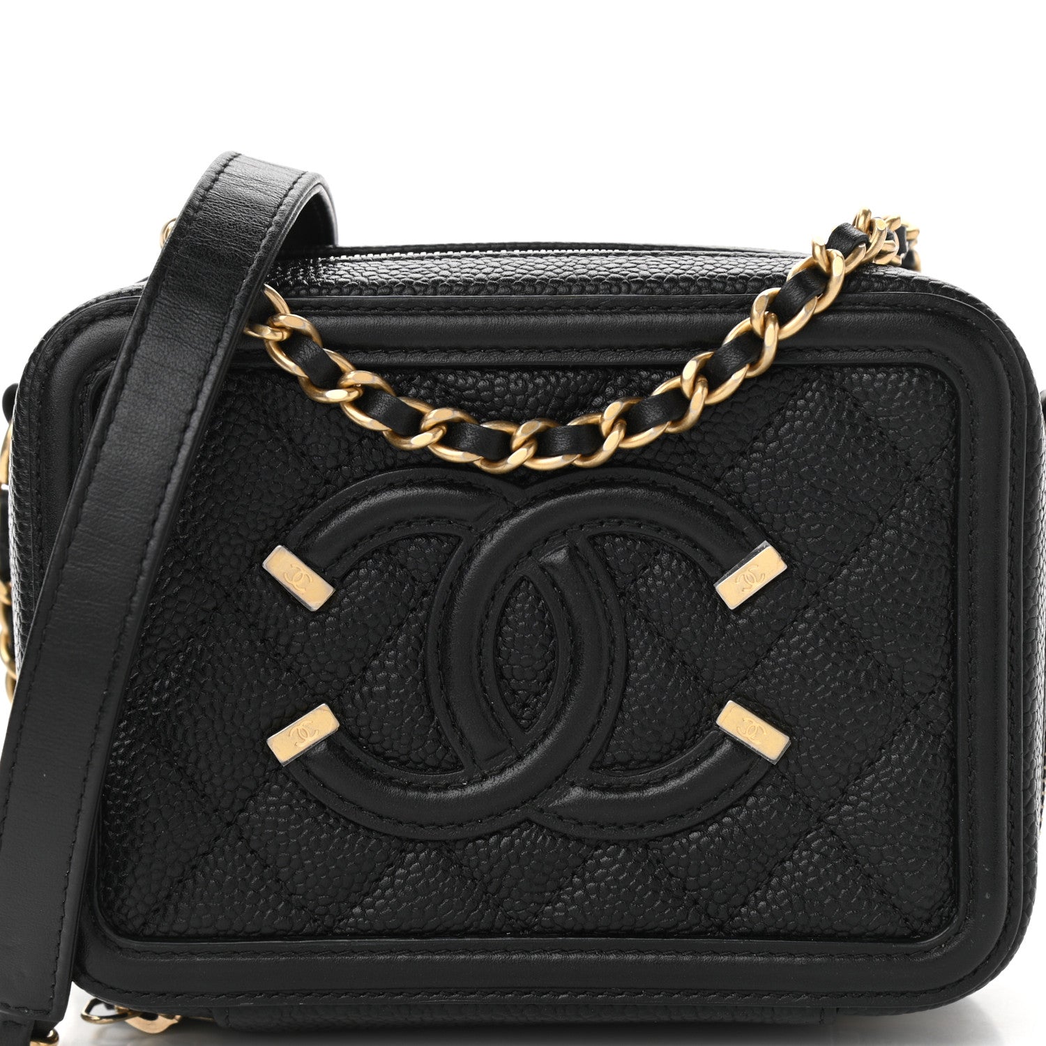 Chanel Caviar Quilted CC Filigree Vanity Clutch With Chain Black 8 of 11