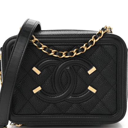 Chanel Caviar Quilted CC Filigree Vanity Clutch With Chain Black 8 of 11