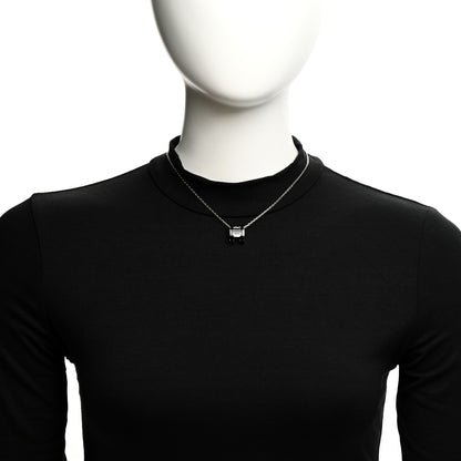 Hermes Lacquered Palladium Pop H Pendant Necklace Black 2 of 6