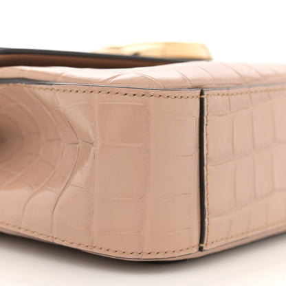 Chloe Calfskin Crocodile Embossed Small C Double Carry Autumnal Brown 9 of 12