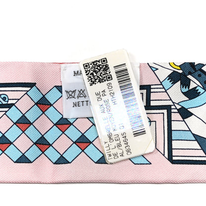 Hermes Silk De l'Ombrelle Aux Duels Twilly Bleu Moyen Rose Pale 3 of 3