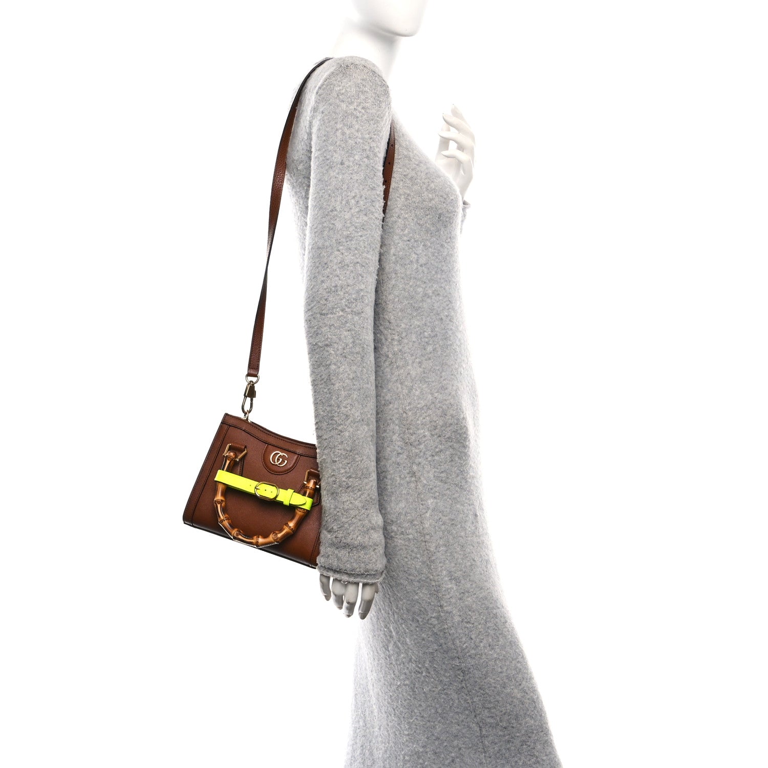 Gucci Wonka Grain Calfskin Mini Diana Tote Bag Cuir Yellow Fluo 2 of 11