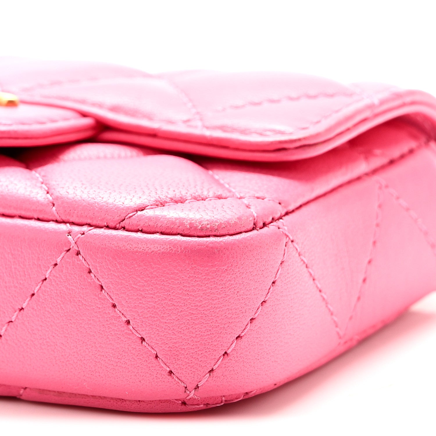 Chanel Lambskin Enamel Quilted Mini Chain Belt Bag Pink 11 of 11