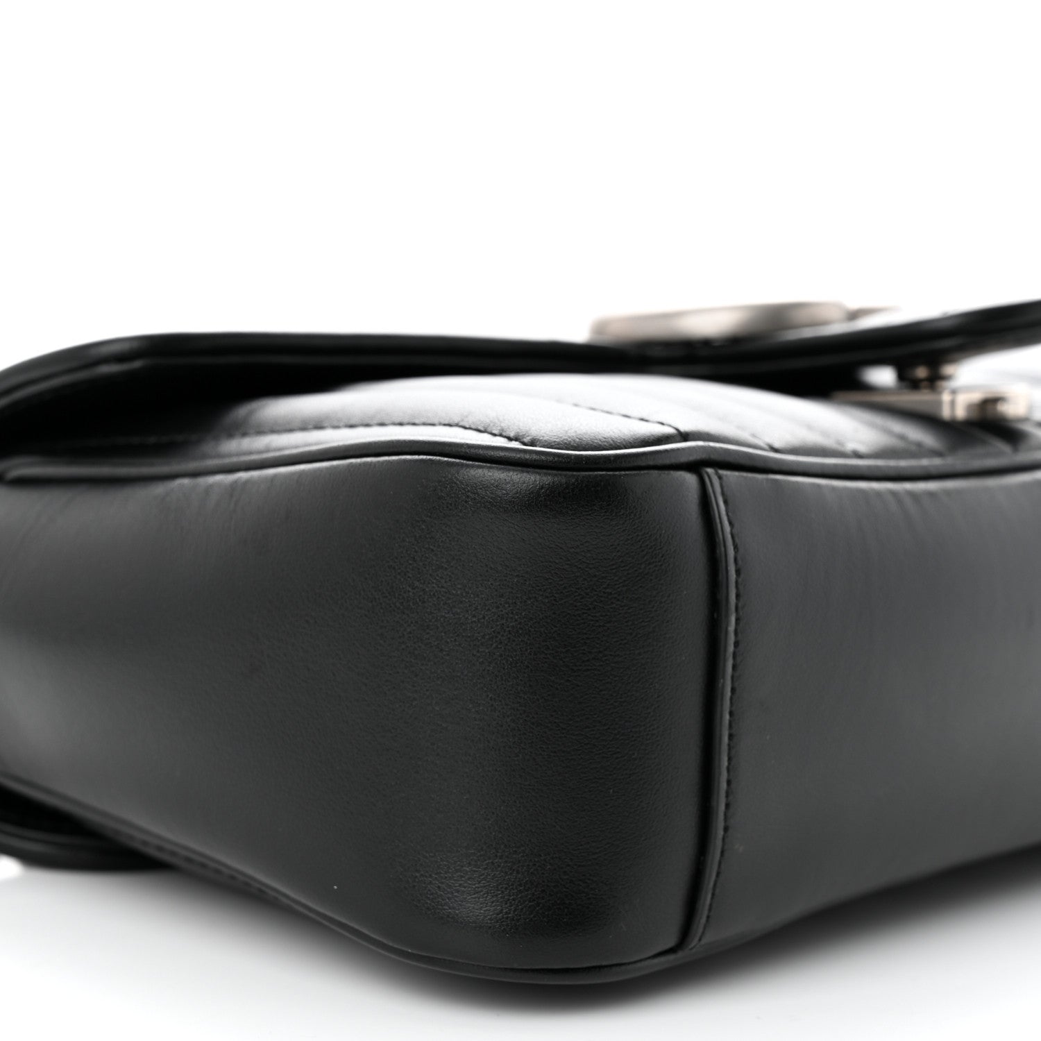 Gucci Calfskin Matelasse Aria Small GG Marmont Shoulder Bag Black 9 of 11