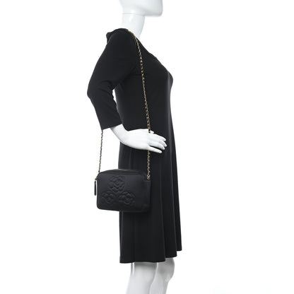 Chanel Satin Quilted Camellia Camera Case Black 2 of 12