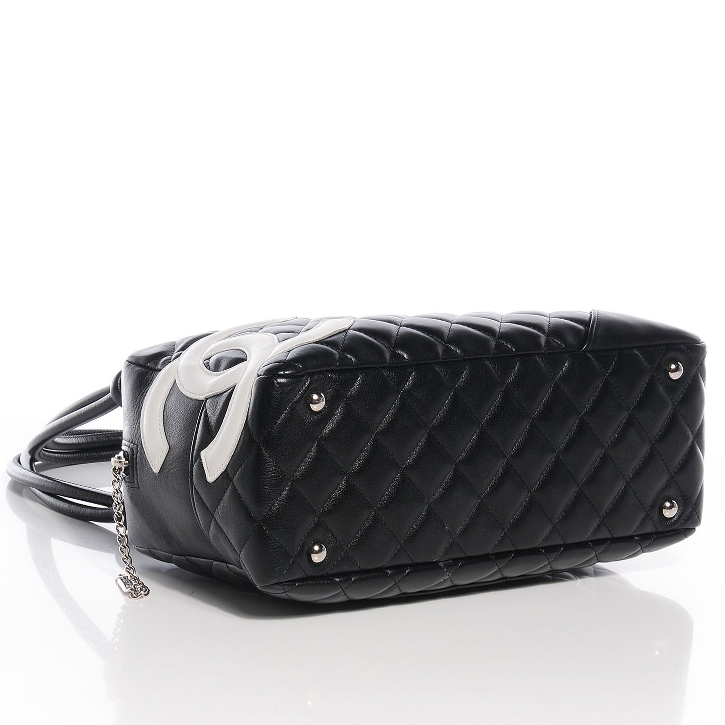 Calfskin Quilted Large Cambon Bowler Black White