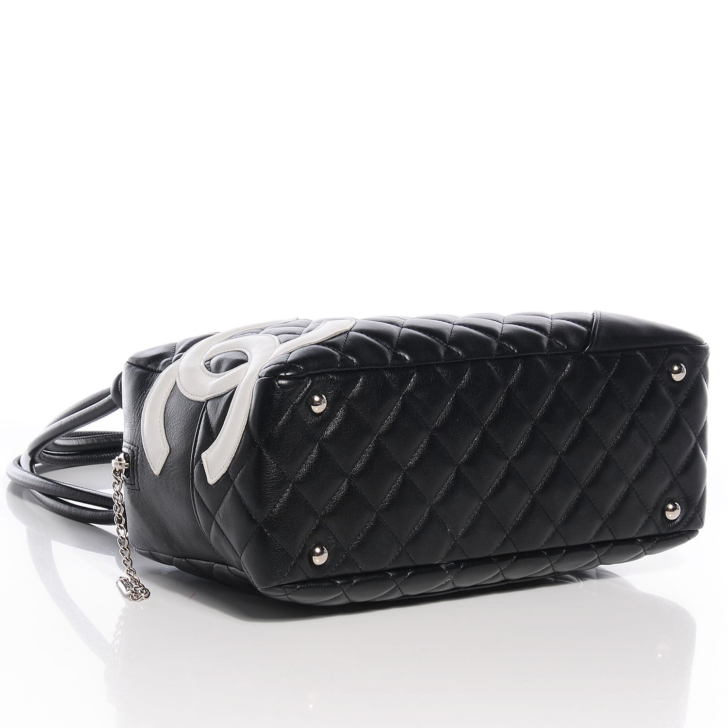 Chanel Calfskin Quilted Large Cambon Bowler Black White 4 of 7