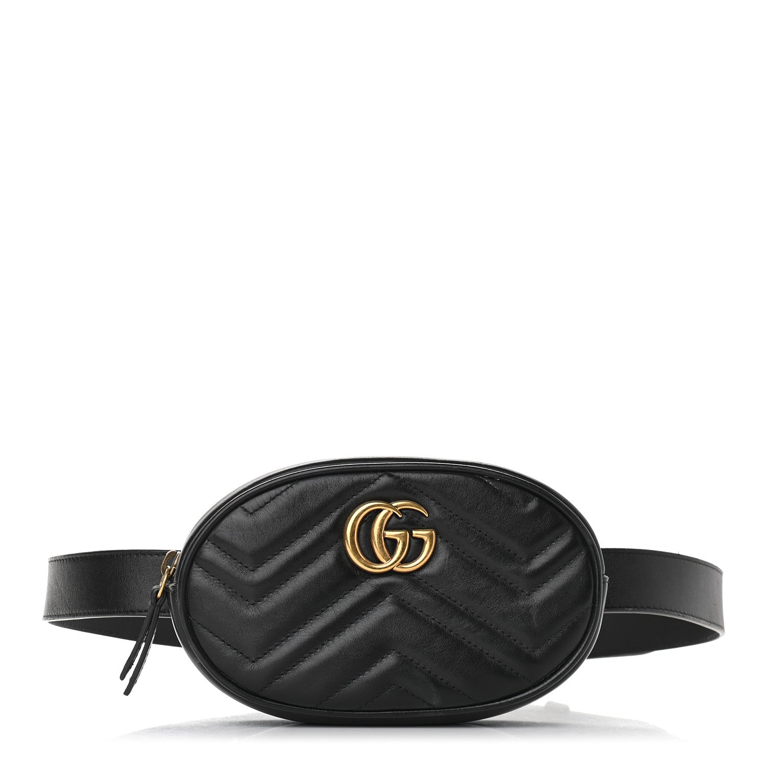 Gucci Calfskin Matelasse GG Marmont Belt Bag 85 34 Black 1 of 10