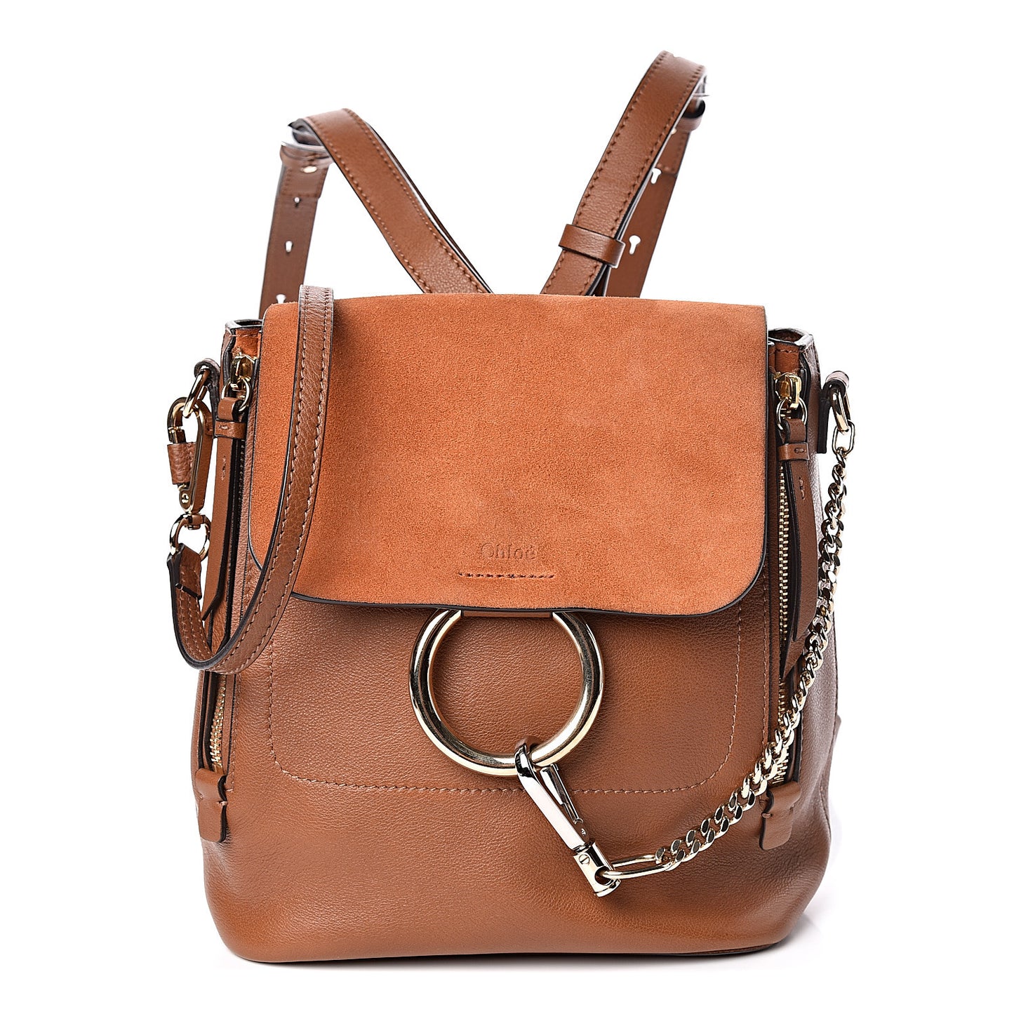 Suede Calfskin Medium Faye Backpack Tan