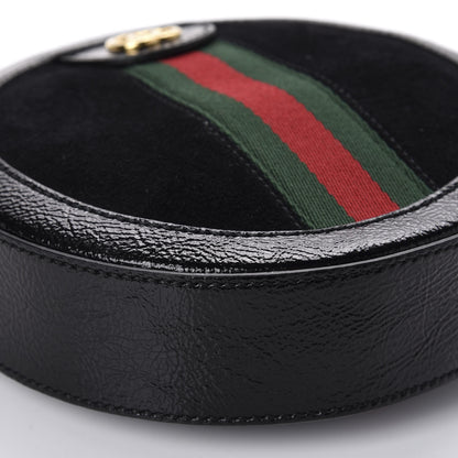 Gucci Suede Patent Web Mini Ophidia Round Shoulder Bag Black 6 of 10