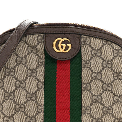 Gucci GG Supreme Monogram Textured Dollar Calfskin Web Small Ophidia Dome Shoulder Bag Beige Ebony New Acero 8 of 15