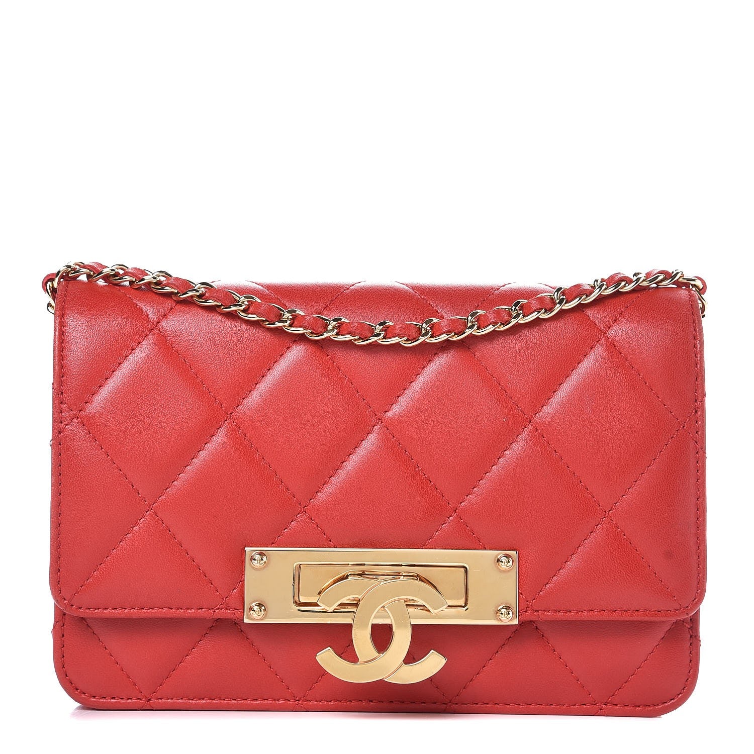 Chanel Lambskin Quilted Golden Class Wallet on Chain WOC Red 1 of 11