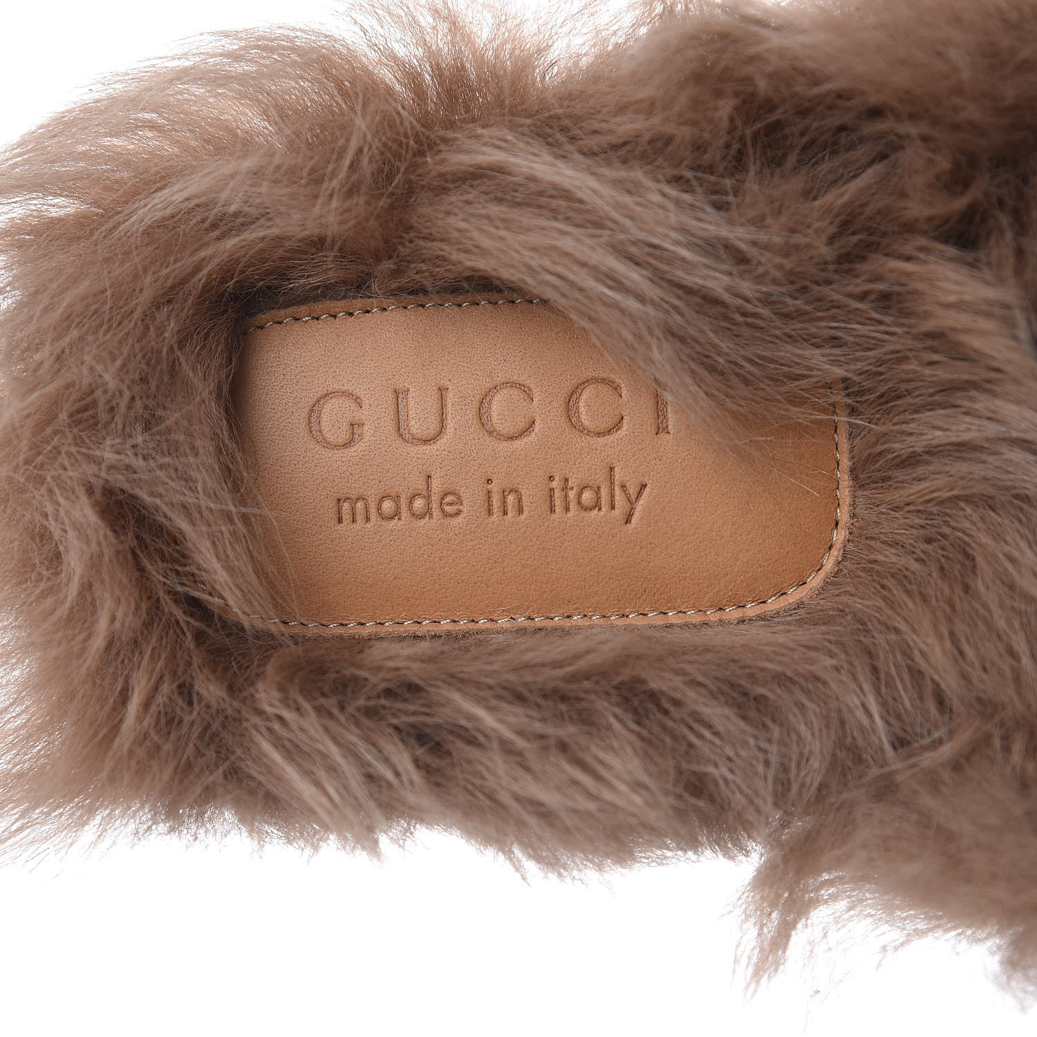 Gucci Goatskin Fur Web GG Mens Princetown Slippers 11 Cocoa 6 of 8