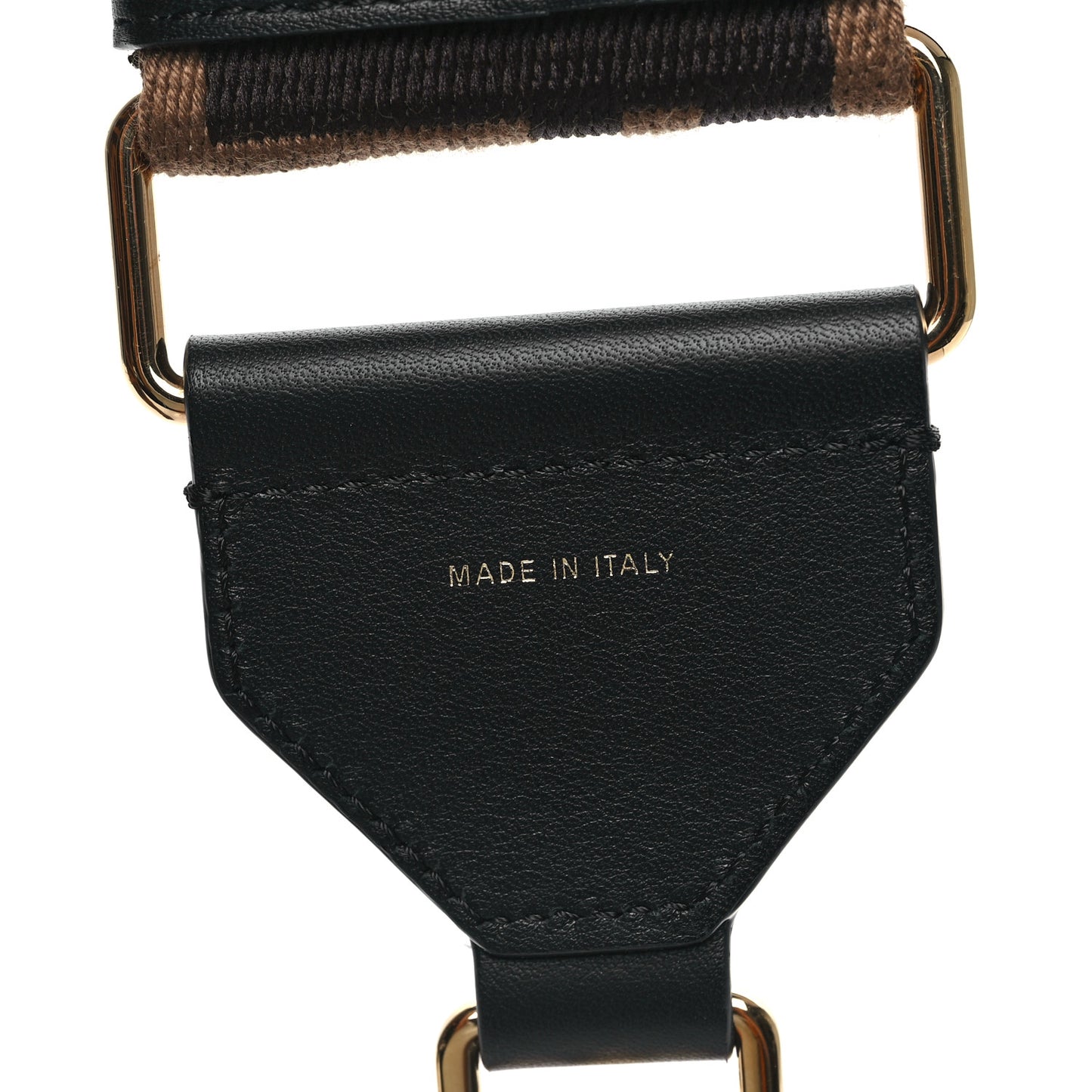 Jacquard Ribbon Vitello King FF Adjustable Strap You Fango Marrone Black