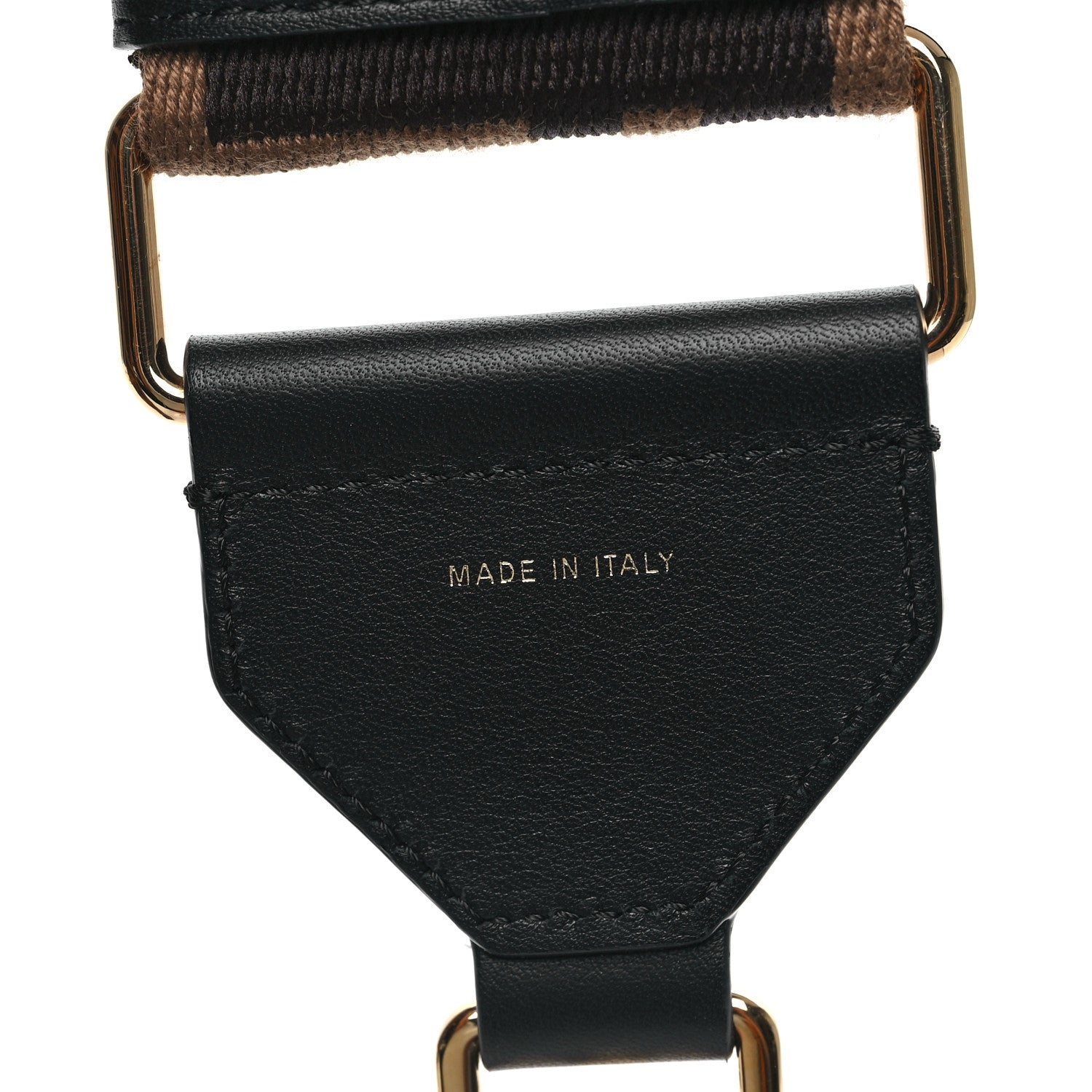 Fendi Jacquard Ribbon Vitello King FF Adjustable Strap You Fango Marrone Black 4 of 4