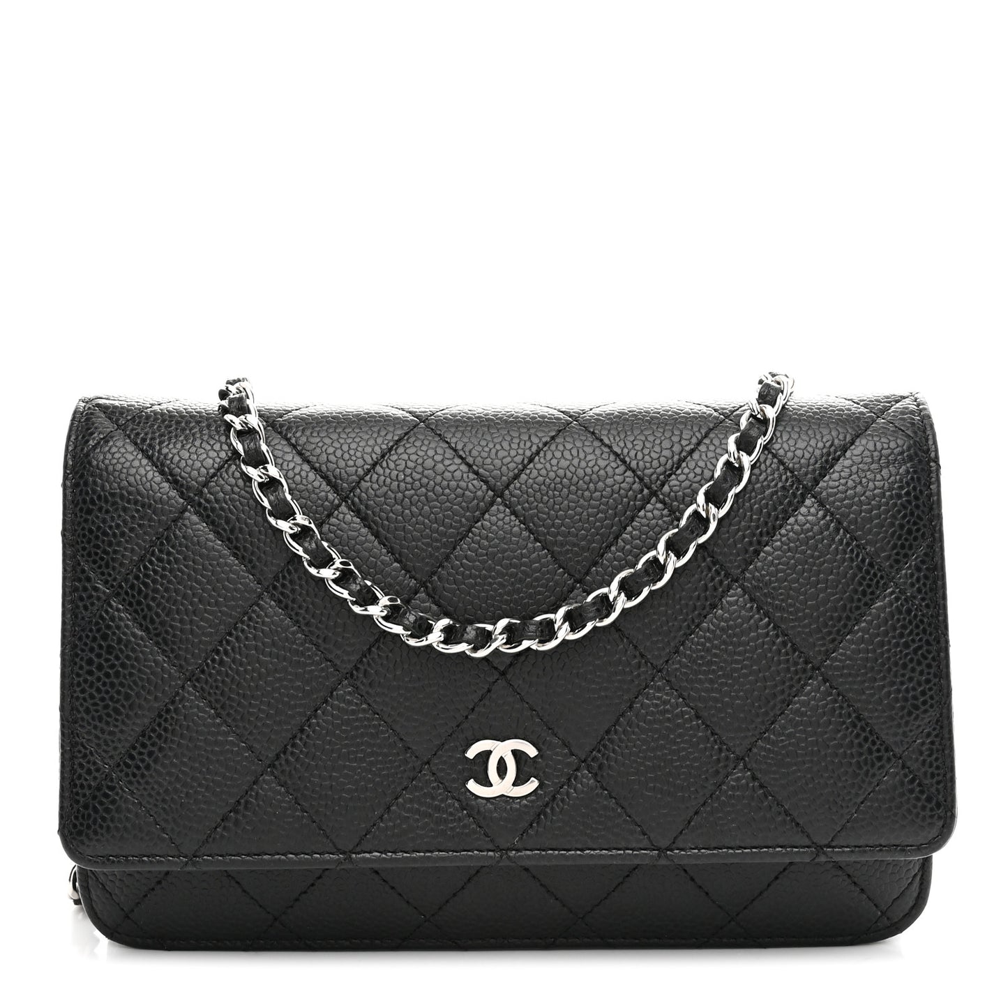 Caviar Quilted Wallet on Chain WOC Black