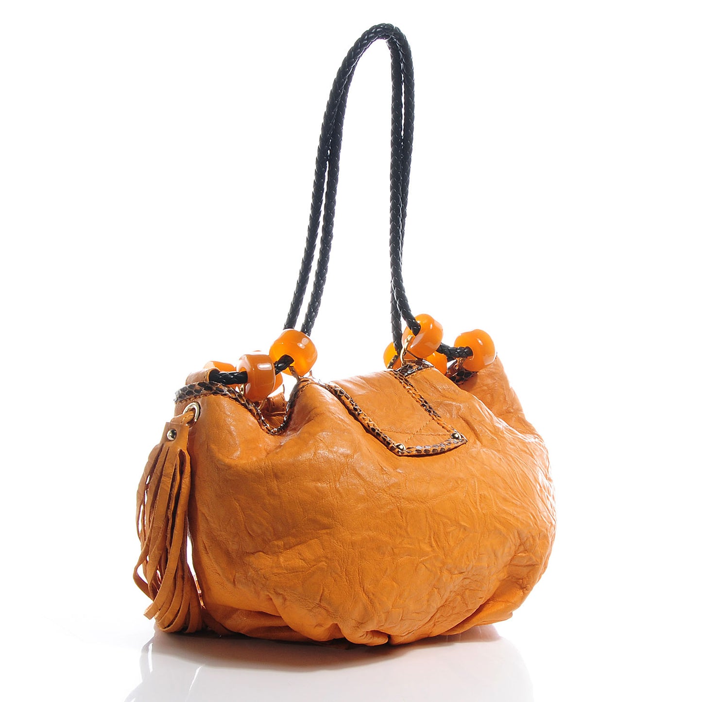 Biker Leather Elaphe Snake Trim Small Robin Bag