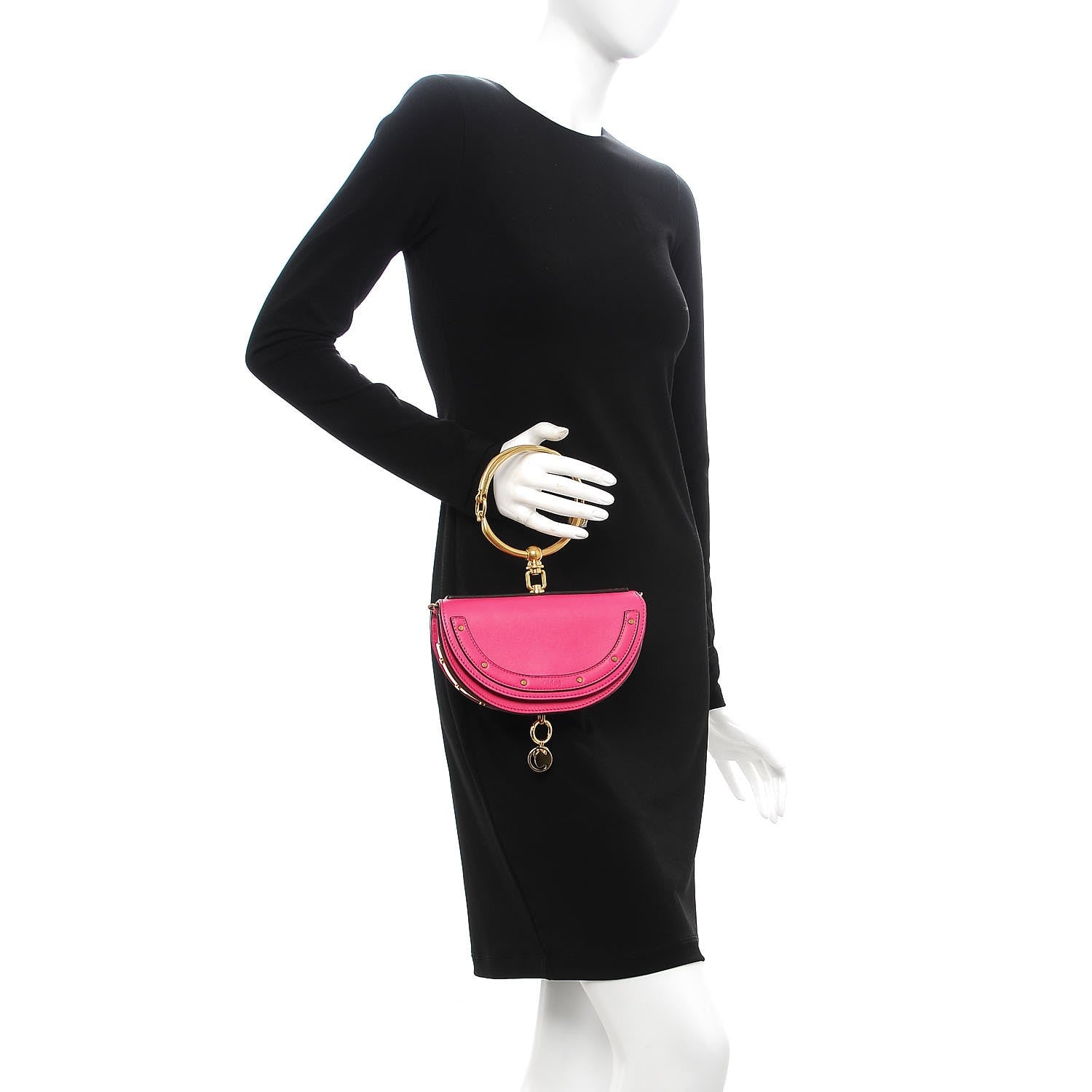 Chloe Calfskin Small Nile Bracelet Minaudiere Bag Fuchsia Rose 3 of 9