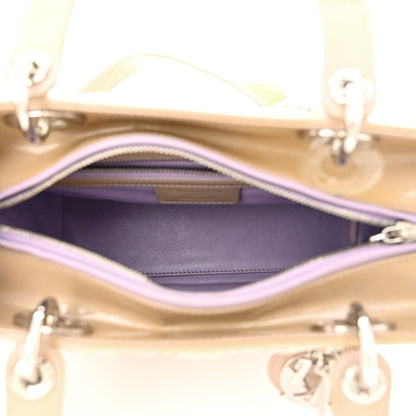 Christian Dior Lambskin Patent Stitched Cannage Medium Lady Dior Beige Purple 5 of 13