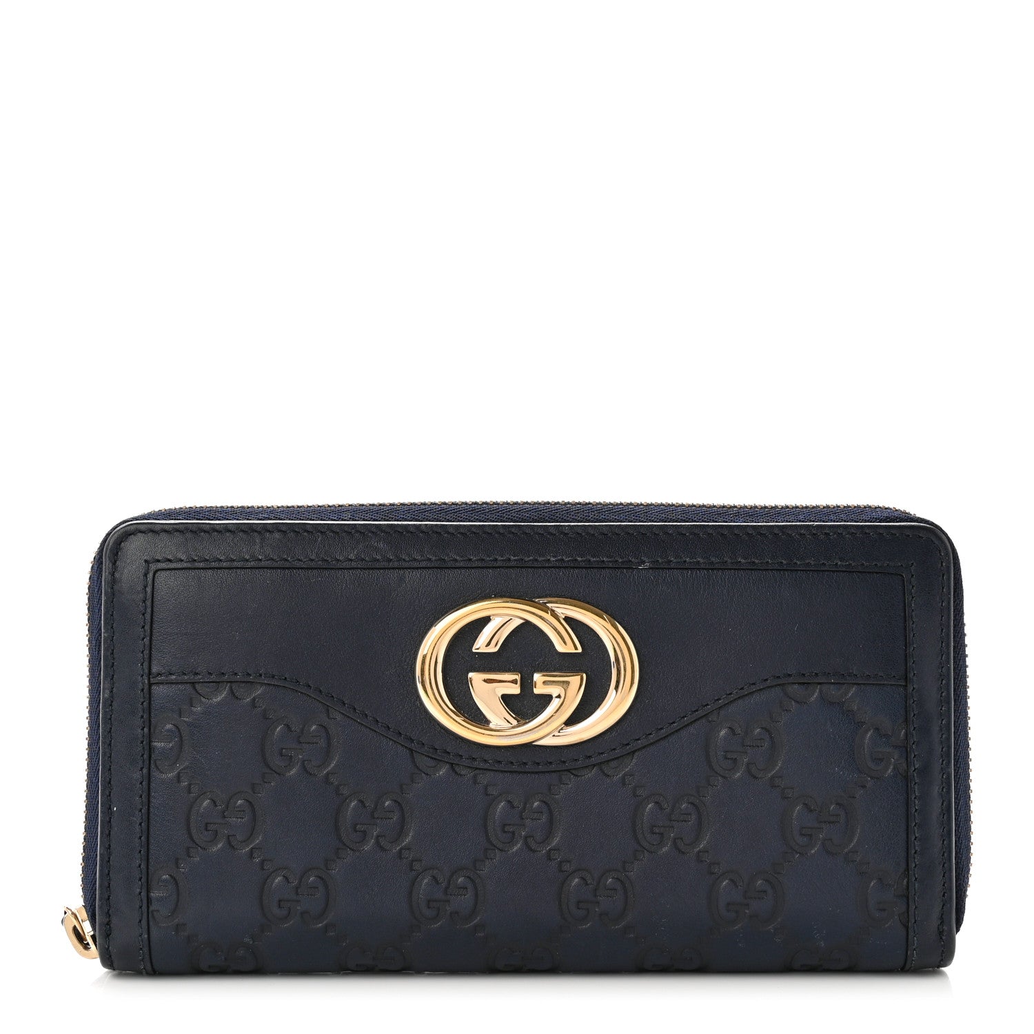 Gucci Guccissima Signature Sukey Zip Around Wallet Blue 1 of 8
