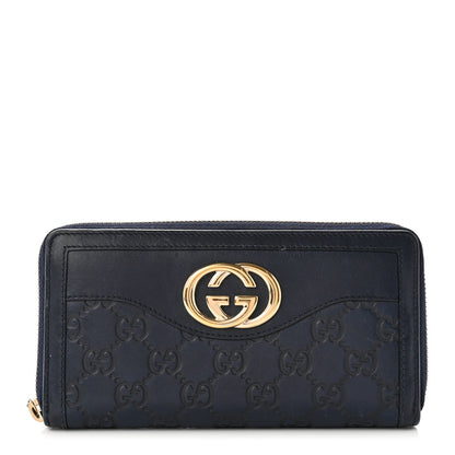 Gucci Guccissima Signature Sukey Zip Around Wallet Blue 1 of 8