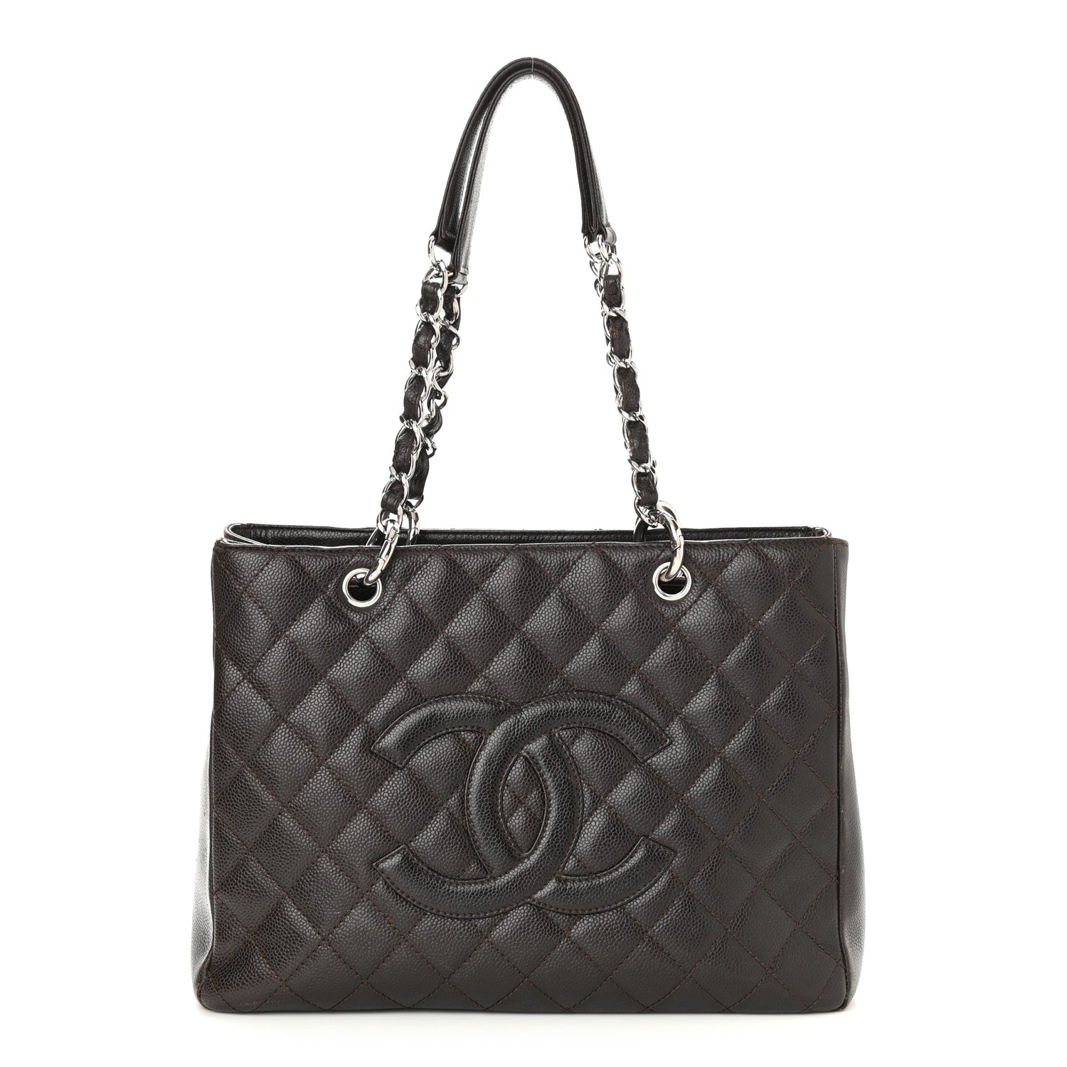 Chanel Caviar Quilted Grand Shopping Tote GST Dark Brown 1 of 12