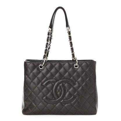 Chanel Caviar Quilted Grand Shopping Tote GST Dark Brown 1 of 12