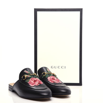 Gucci Calfskin Flower Embroidered Princetown Slippers 40.5 Black 11 of 11